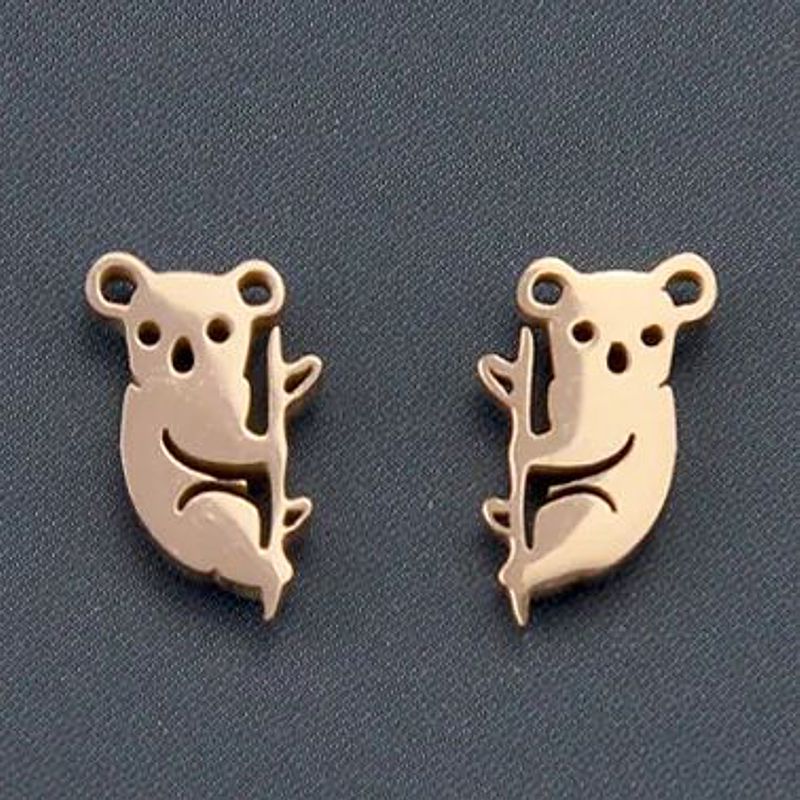 Rose gold plated Steel Koala Bear Studs - Click Image to Close